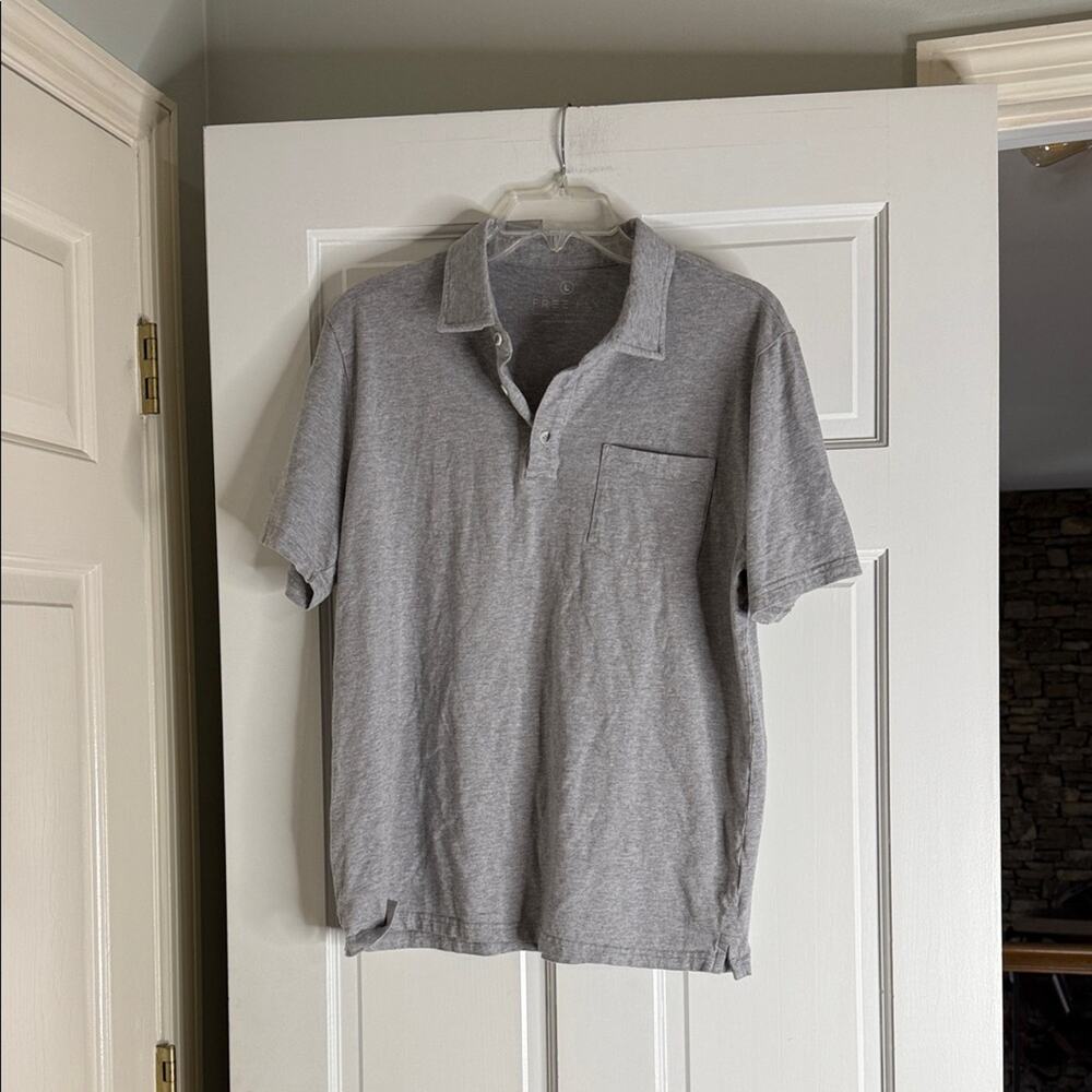 Free Fly Apparel Heather Gray Polo Shirt. Large